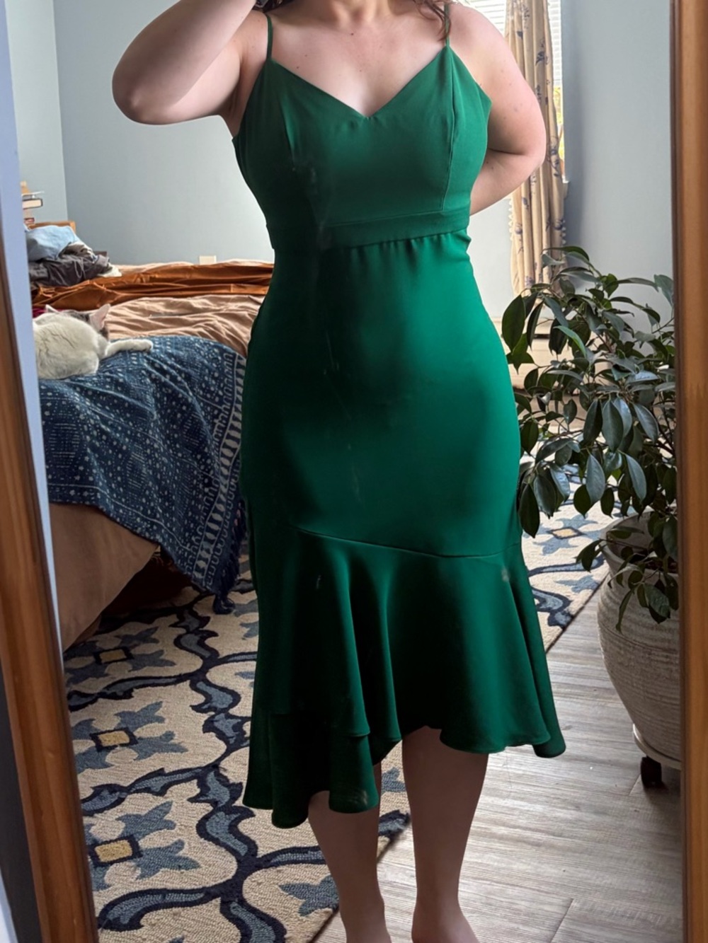 Banana Republic Emerald Green V-Neck Midi Dress